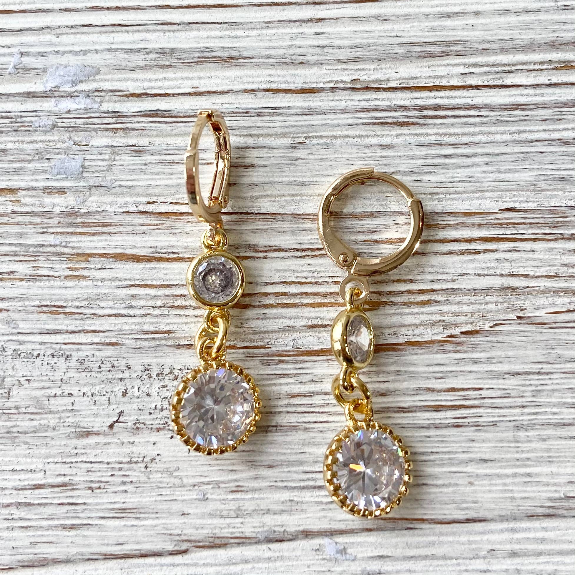 Earring Crystal Drops Gold