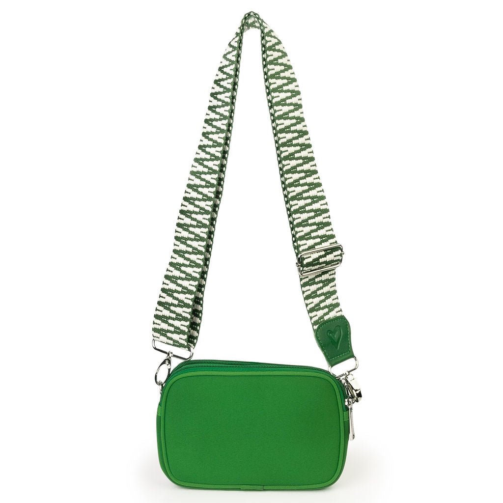 Neoprene Dual Zipper Crossbody - Kelly Green