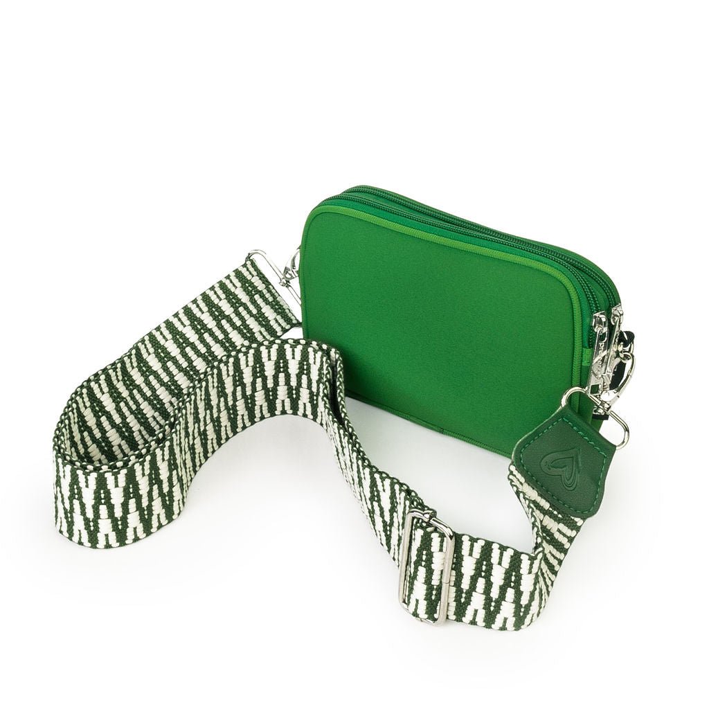 Neoprene Dual Zipper Crossbody - Kelly Green