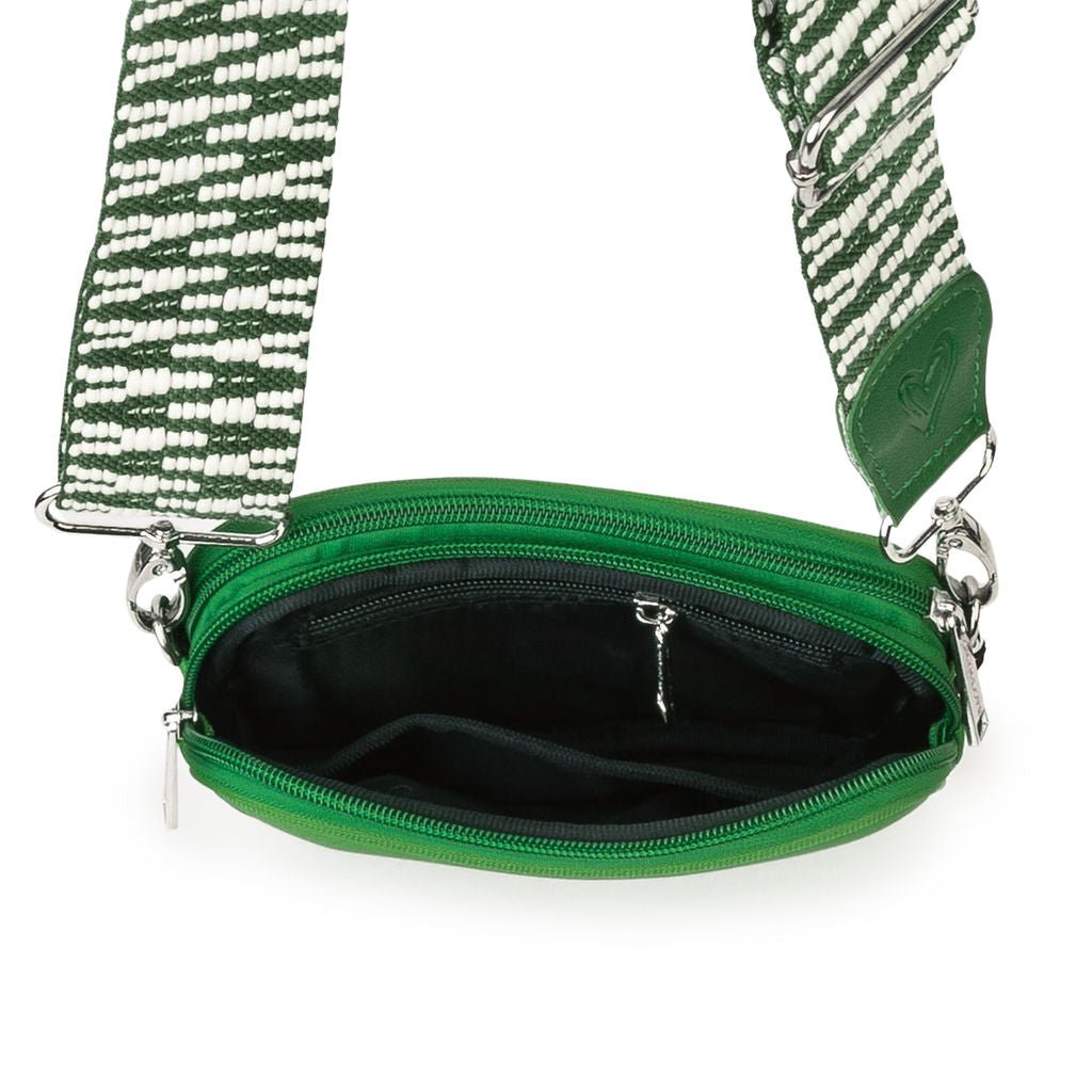 Neoprene Dual Zipper Crossbody - Kelly Green