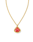 Kendra Scott  Framed Kendall Short Pendant Necklace Gold Bronze Veined Red And Fuchsia Magnesite