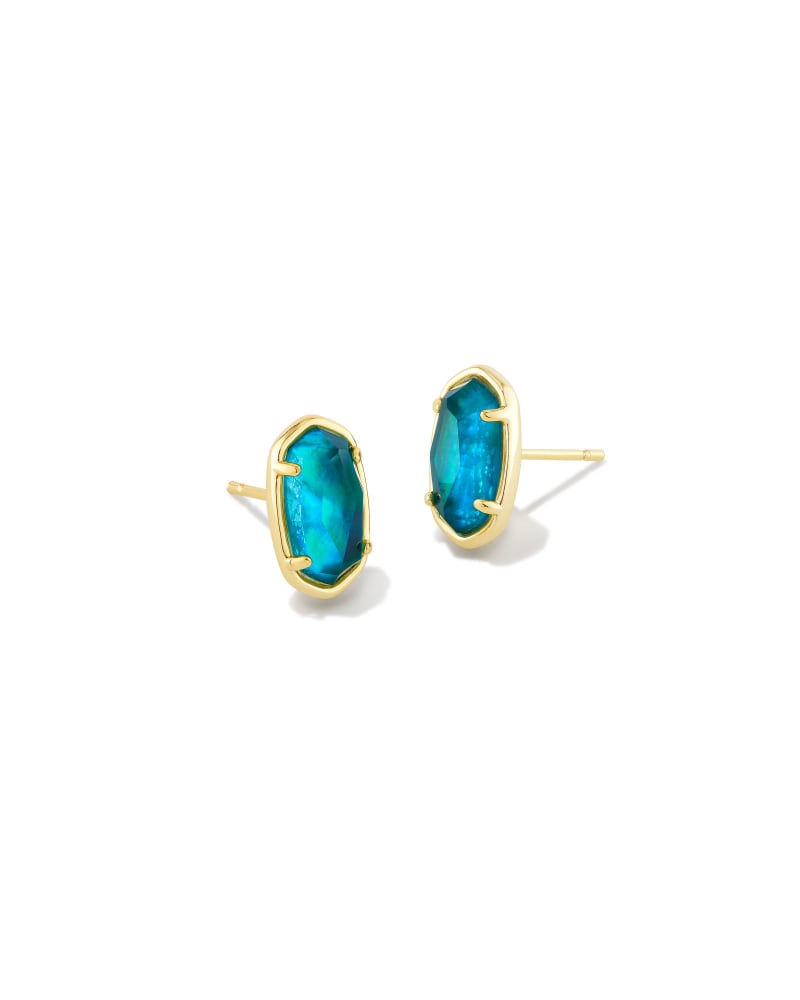 Kendra Scott  Grayson Stone Stud Earrings Gold Teal Abalone