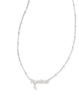 Kendra Scott Mama Script Pendant Necklace Silver White Pearl