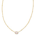 Kendra Scott Baby Elisa Satellite Short Pendant Necklace Gold Pink Opalite Crystal