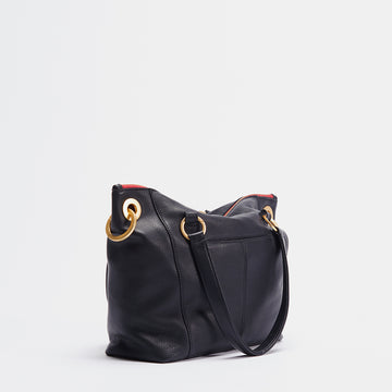 Daniel Medium Black Brushed Gold Red Zipper