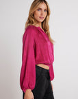 Shirred Button Front Blouse