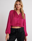 Shirred Button Front Blouse