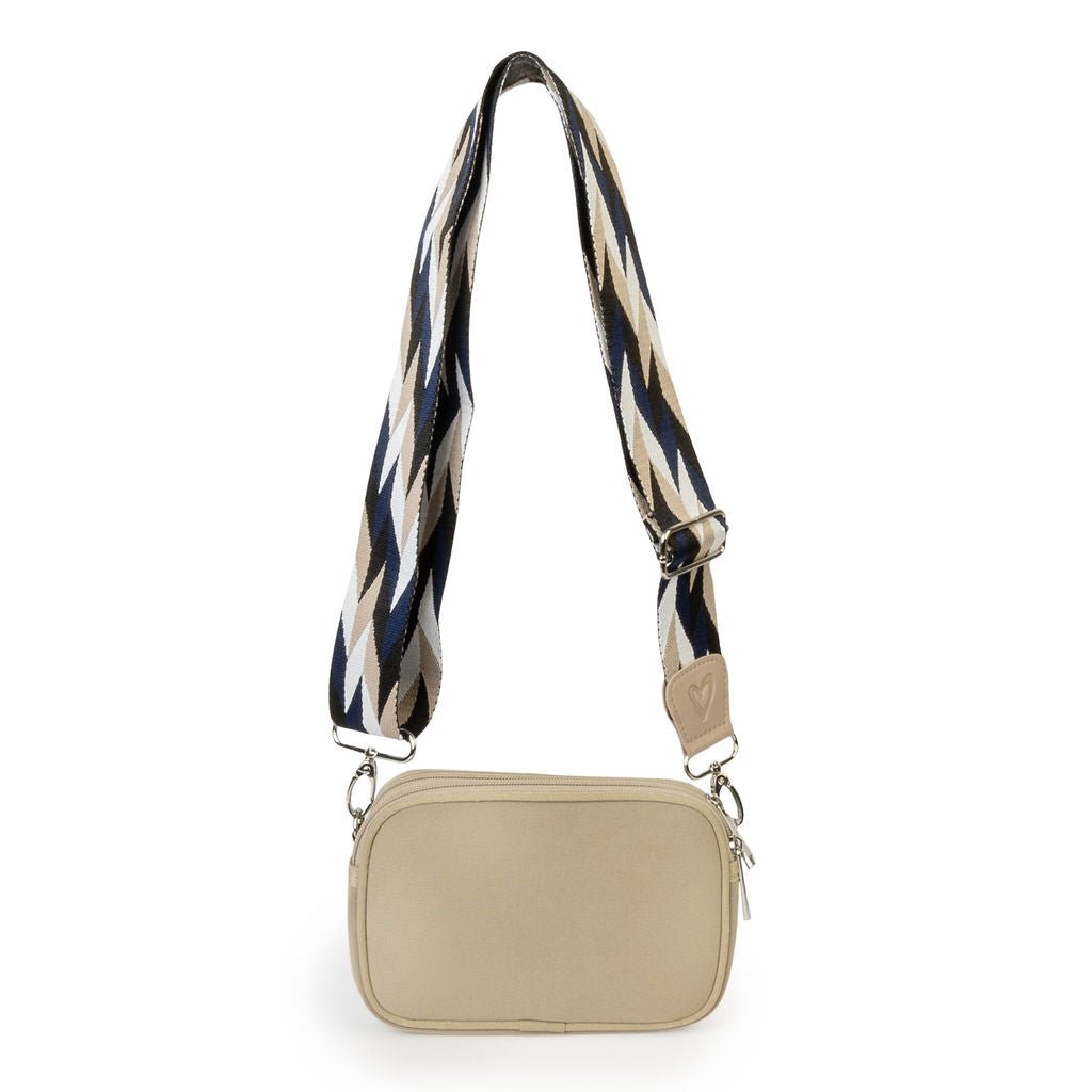 Neoprene Dual Zipper Crossbody - Tan