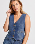 Denim Vest with Back Belt