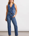 Denim Vest with Back Belt