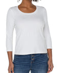 LC 3/4 Sleeve Scoop Neck Tee White