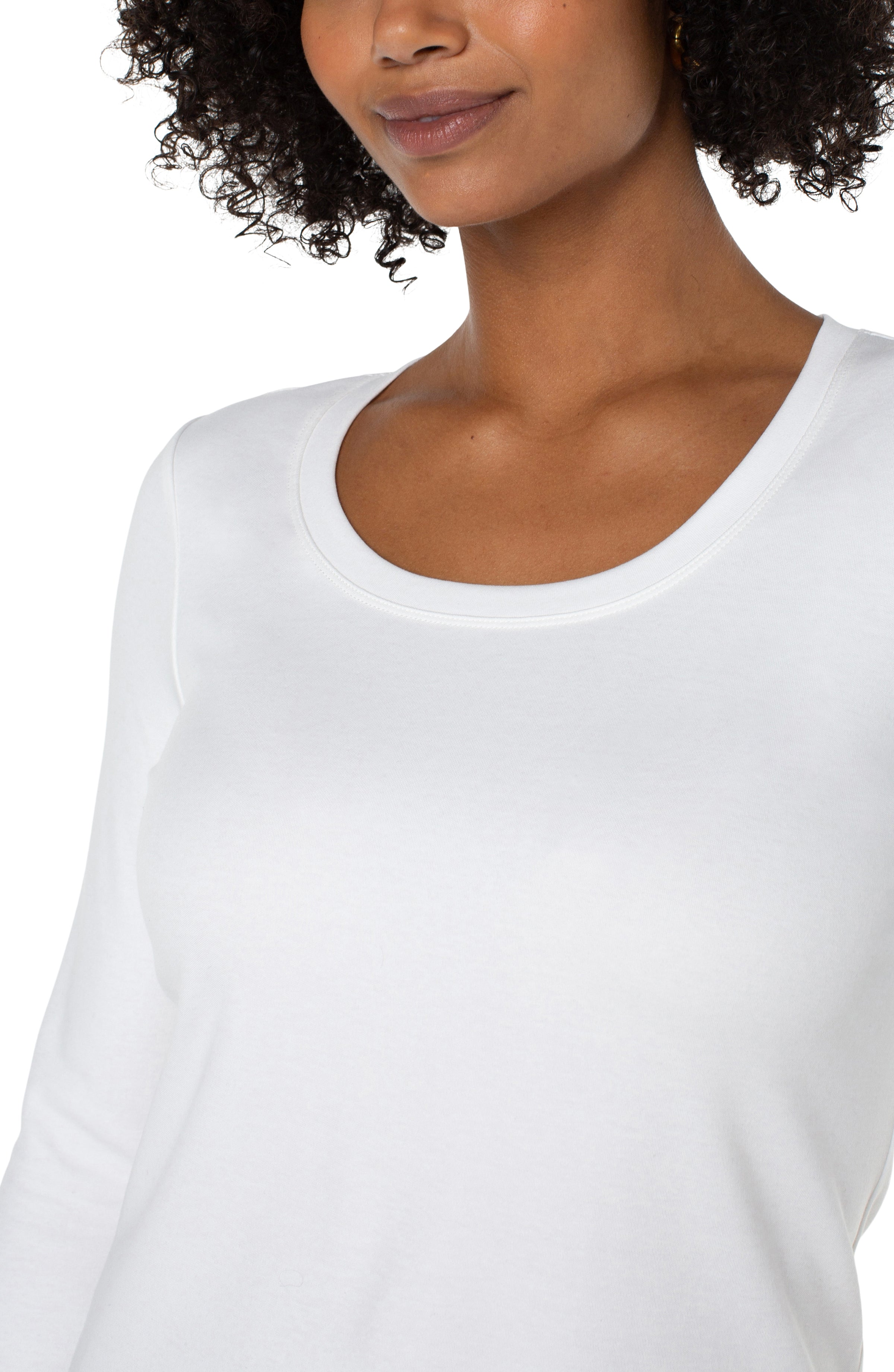 LC 3/4 Sleeve Scoop Neck Tee White