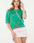 Green Short Sleeve Sweater