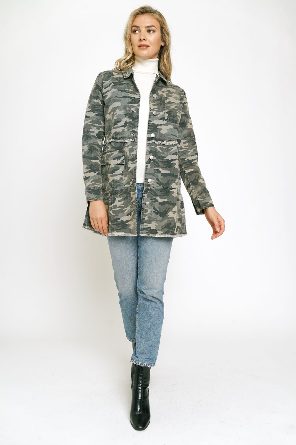 Tiered Long Trucker Jacket