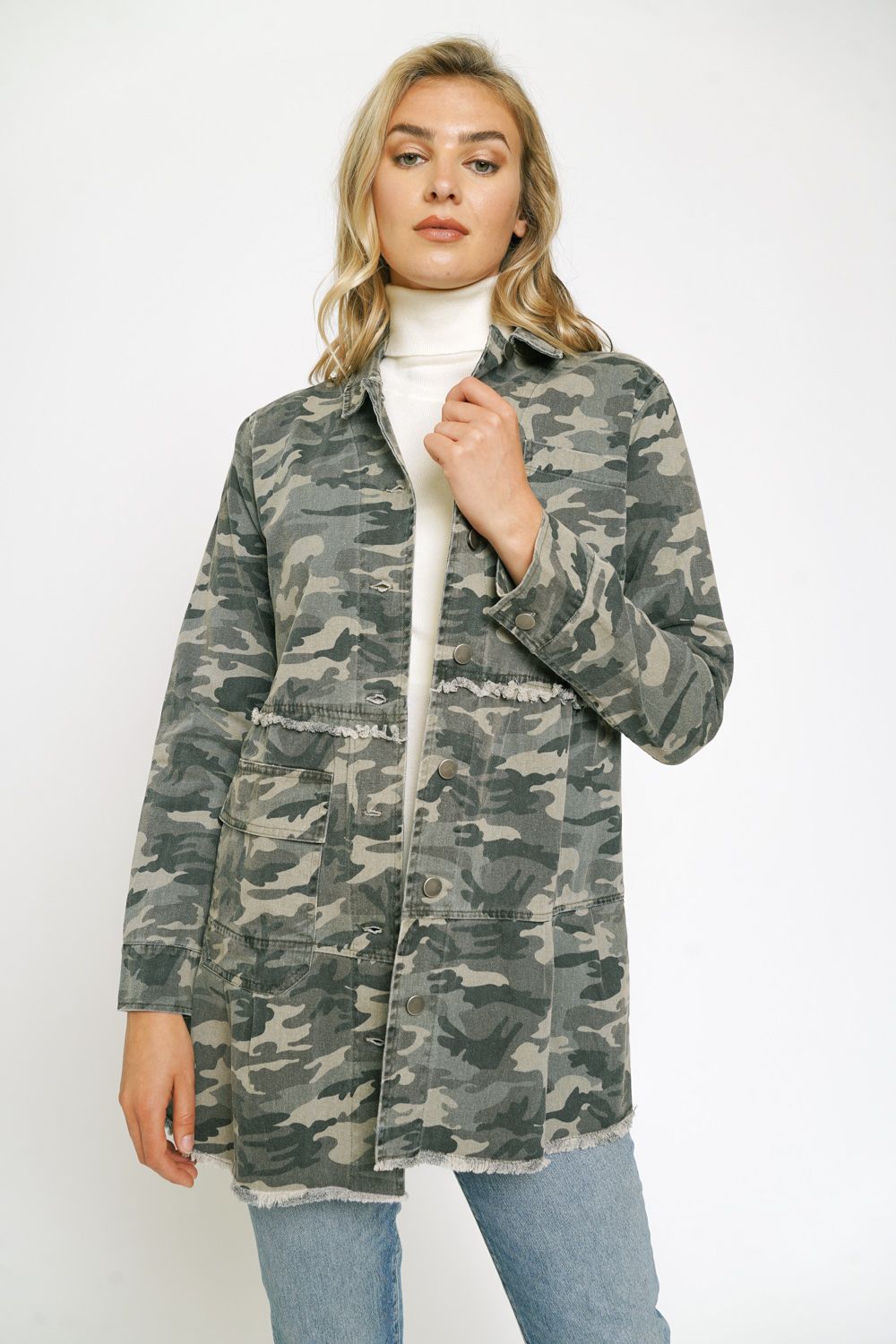 Tiered Long Trucker Jacket