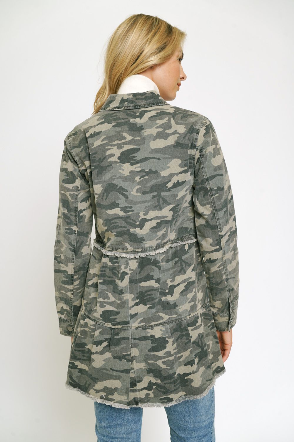 Tiered Long Trucker Jacket