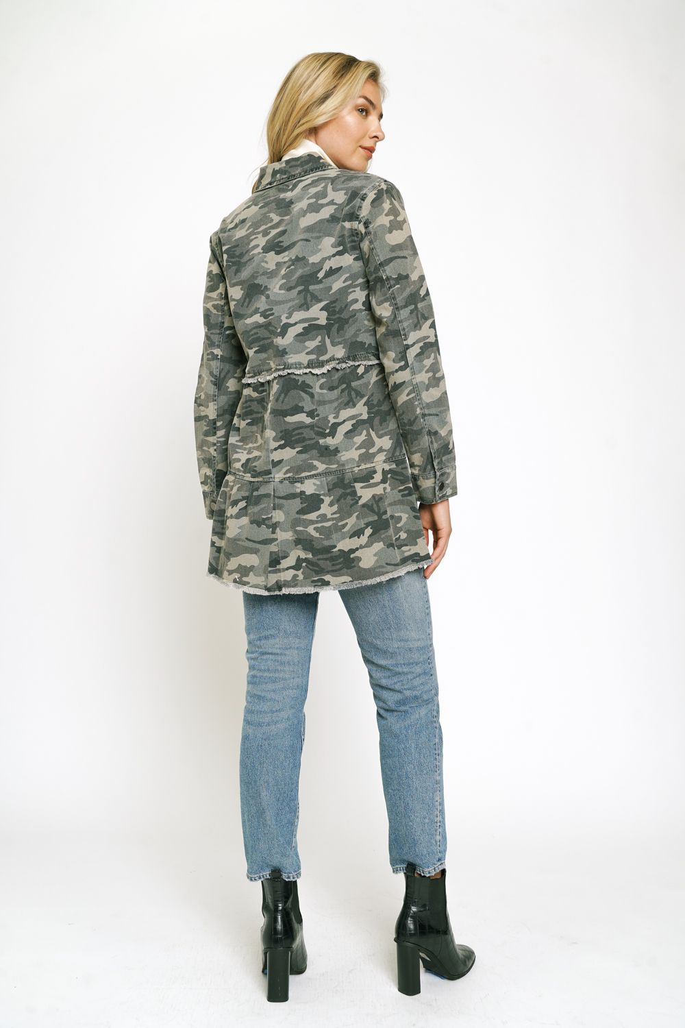 Tiered Long Trucker Jacket