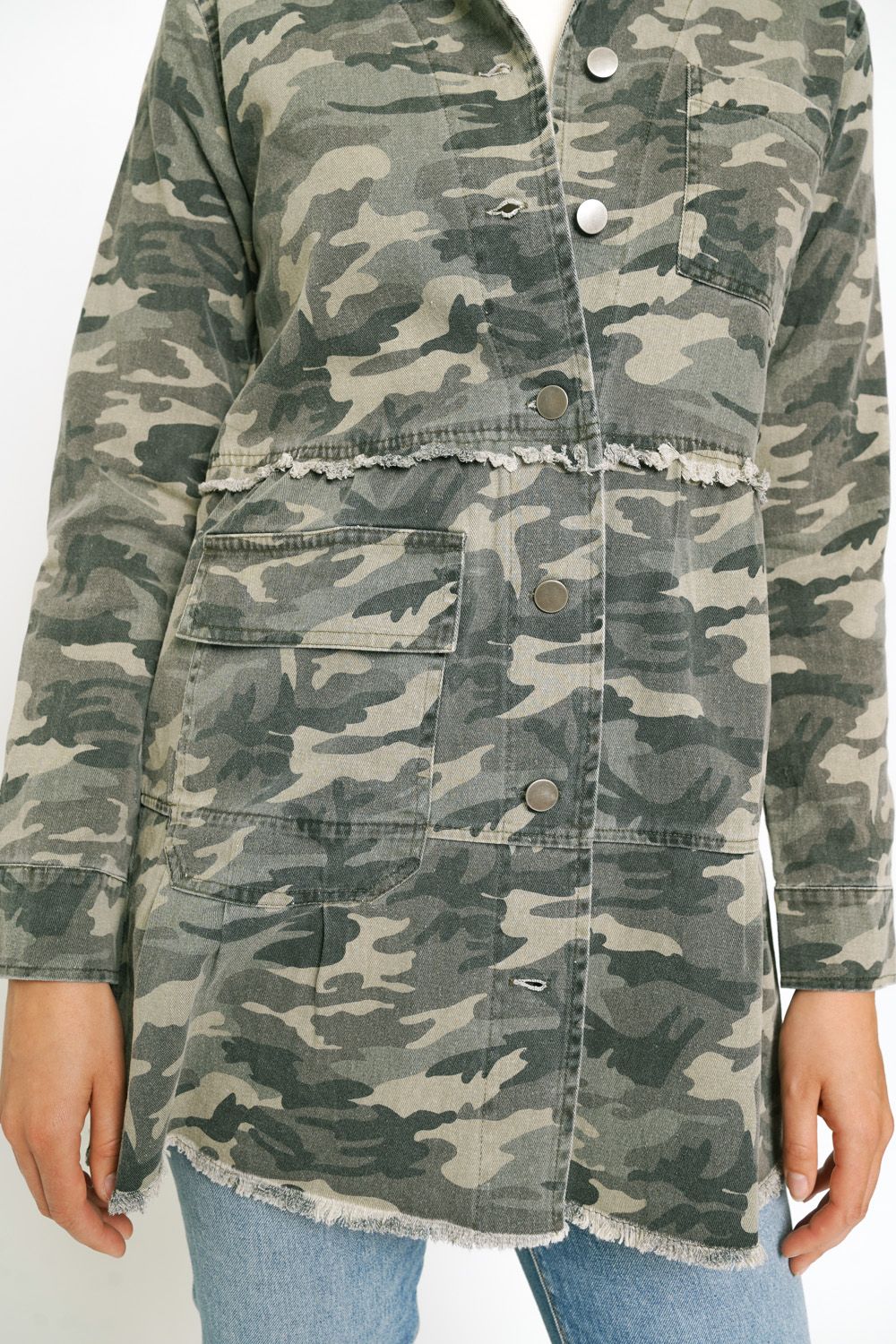 Tiered Long Trucker Jacket