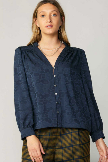 Long Sleeve Ruffled Neck Top
