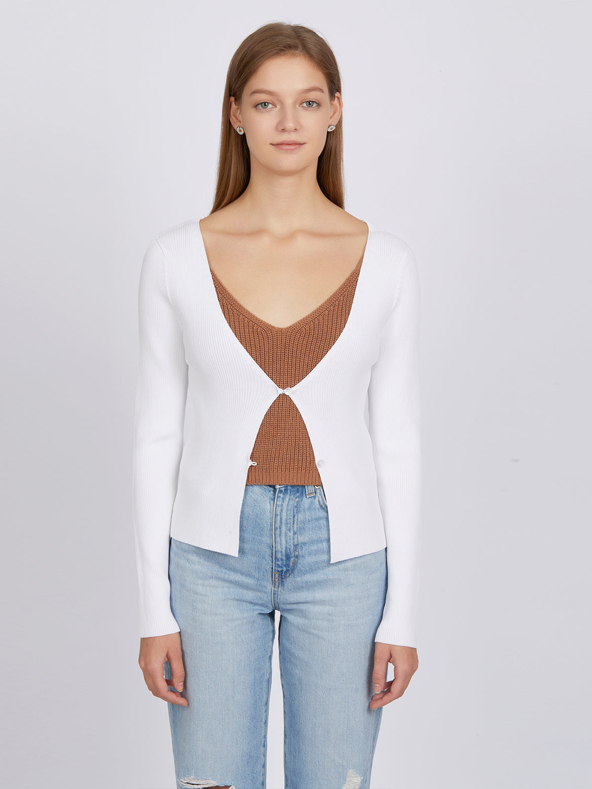 Jess Button Front Cropped Cardi - Bleach White