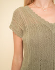 Pointelle Crochet Knit Pullover