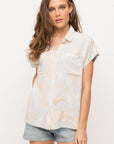 Tie dye print button down shirt with pockets