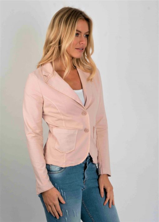 Jersey Jacket w/ Raw Edges - Pale Pink