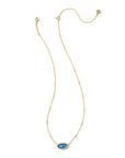 Kendra Scott Framed Elisa Short Pendant Necklace Gold Dark Blue Mother Of Pearl