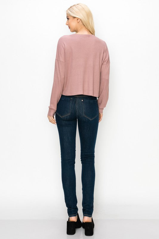Cropped Long Sleeve Henley