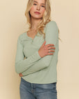Soft Modal Rib Fitted Henley Top