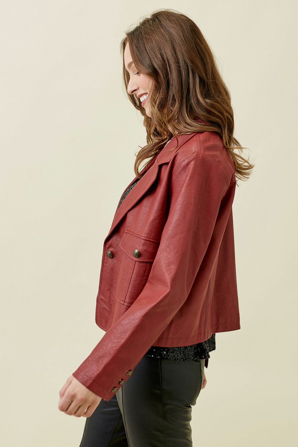 Faux Leather Short Jacket