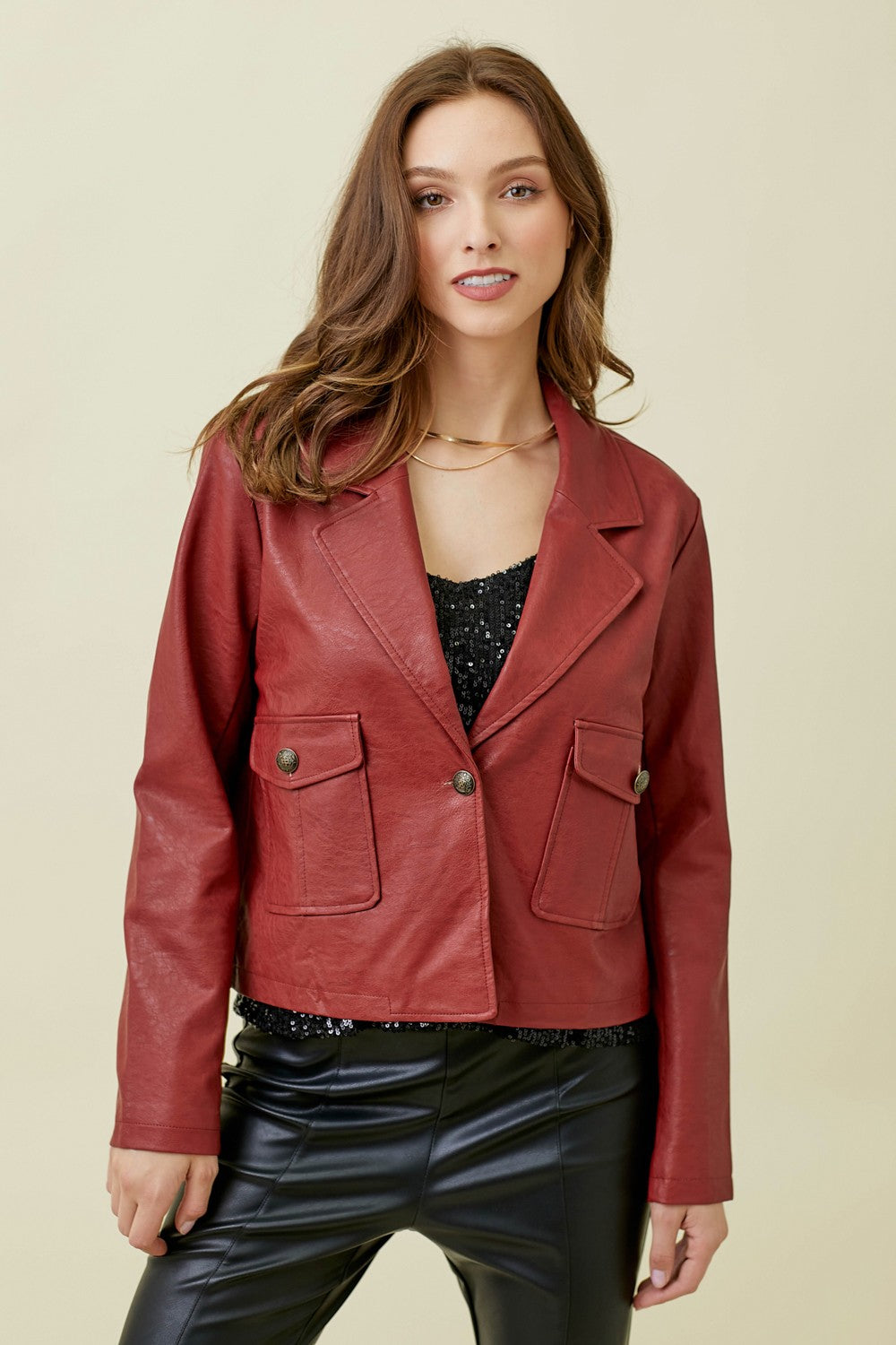 Faux Leather Short Jacket