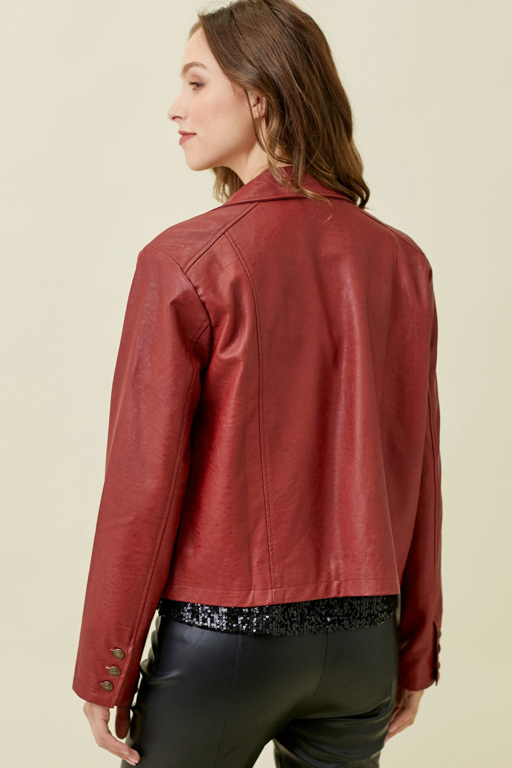 Faux Leather Short Jacket