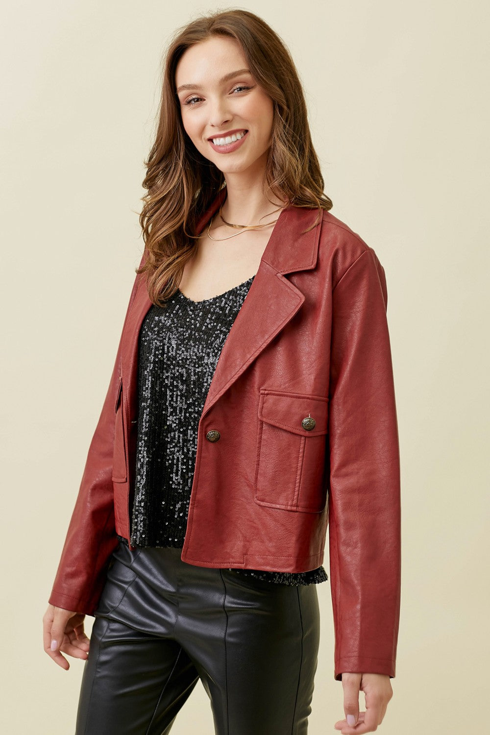 Faux Leather Short Jacket