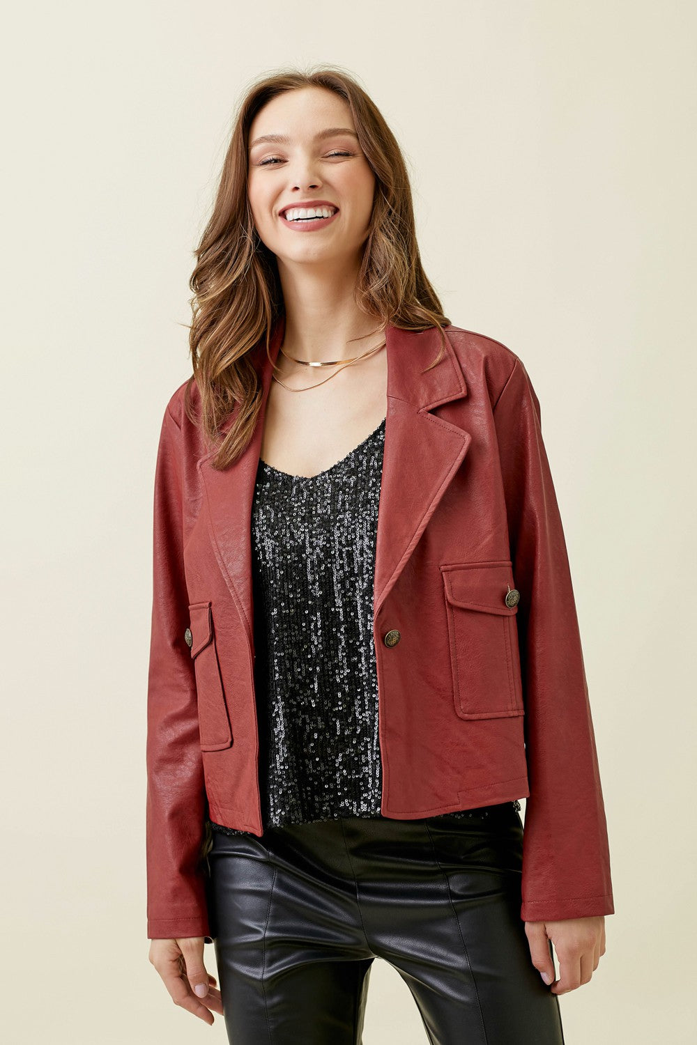 Faux Leather Short Jacket