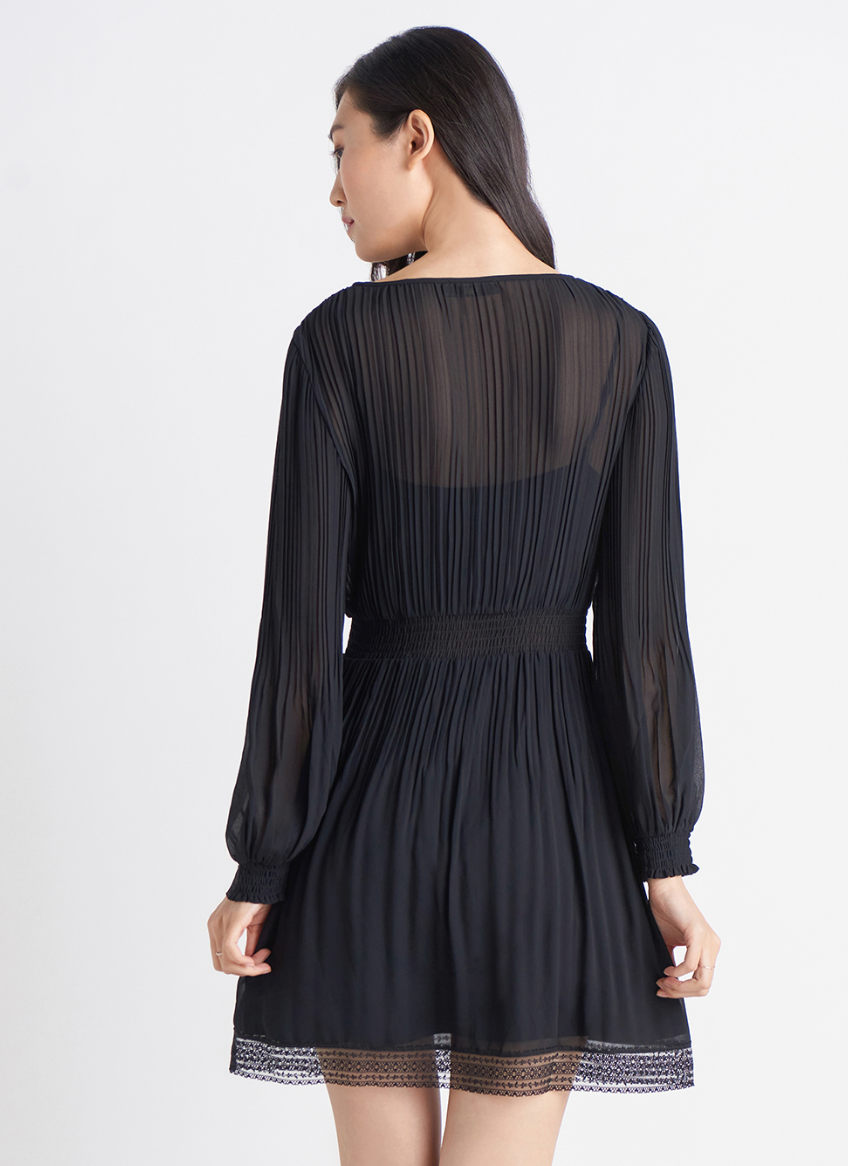Pleated Dress with Lace Detail