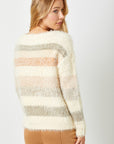 Fuzzy Color Stripe Sweater