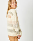 Fuzzy Color Stripe Sweater