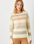 Fuzzy Color Stripe Sweater