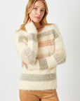 Fuzzy Color Stripe Sweater