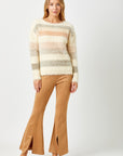 Fuzzy Color Stripe Sweater