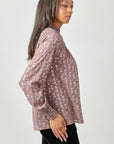 Sparkle Smocked Yoke Blouse - Mauve