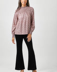 Sparkle Smocked Yoke Blouse - Mauve