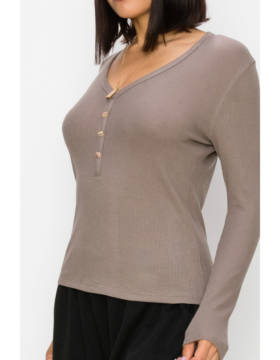 Thermal Long Sleeve Henley Stone