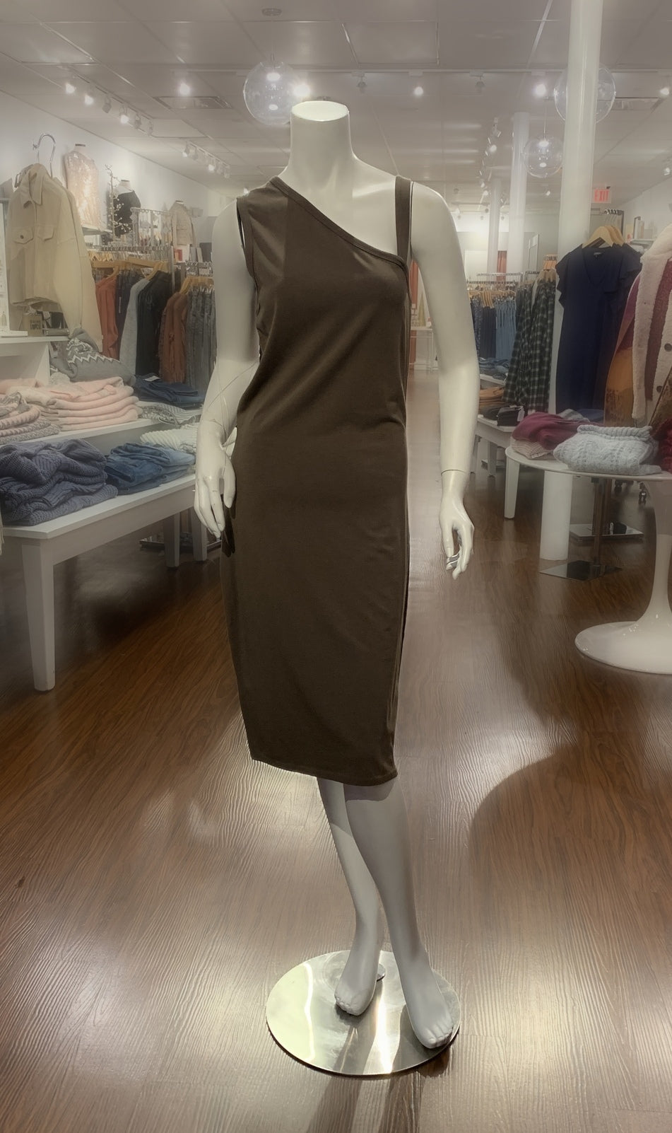 Asymmetrical Strap Midi Dress