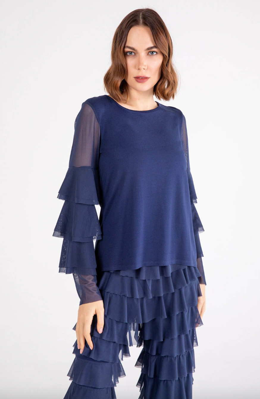 Retro Chacha Top - Navy Mesh