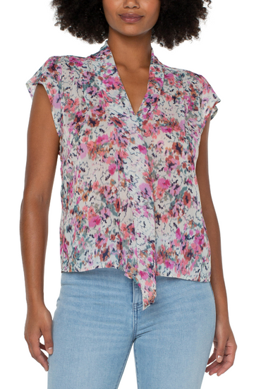 Sleeveless Blouse w/ Front Drape