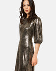 Shiny Leopard Print 3/4 Sleeve Dress