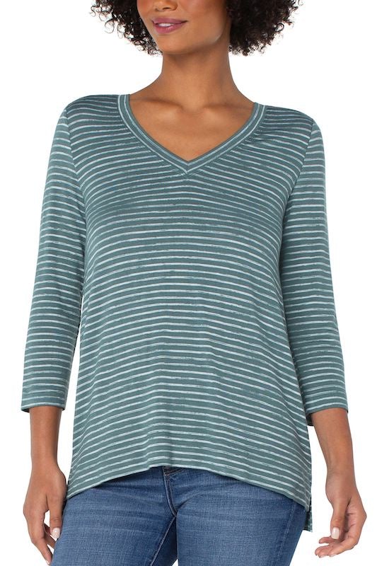 3/4 Sleeve Knit Striped Top