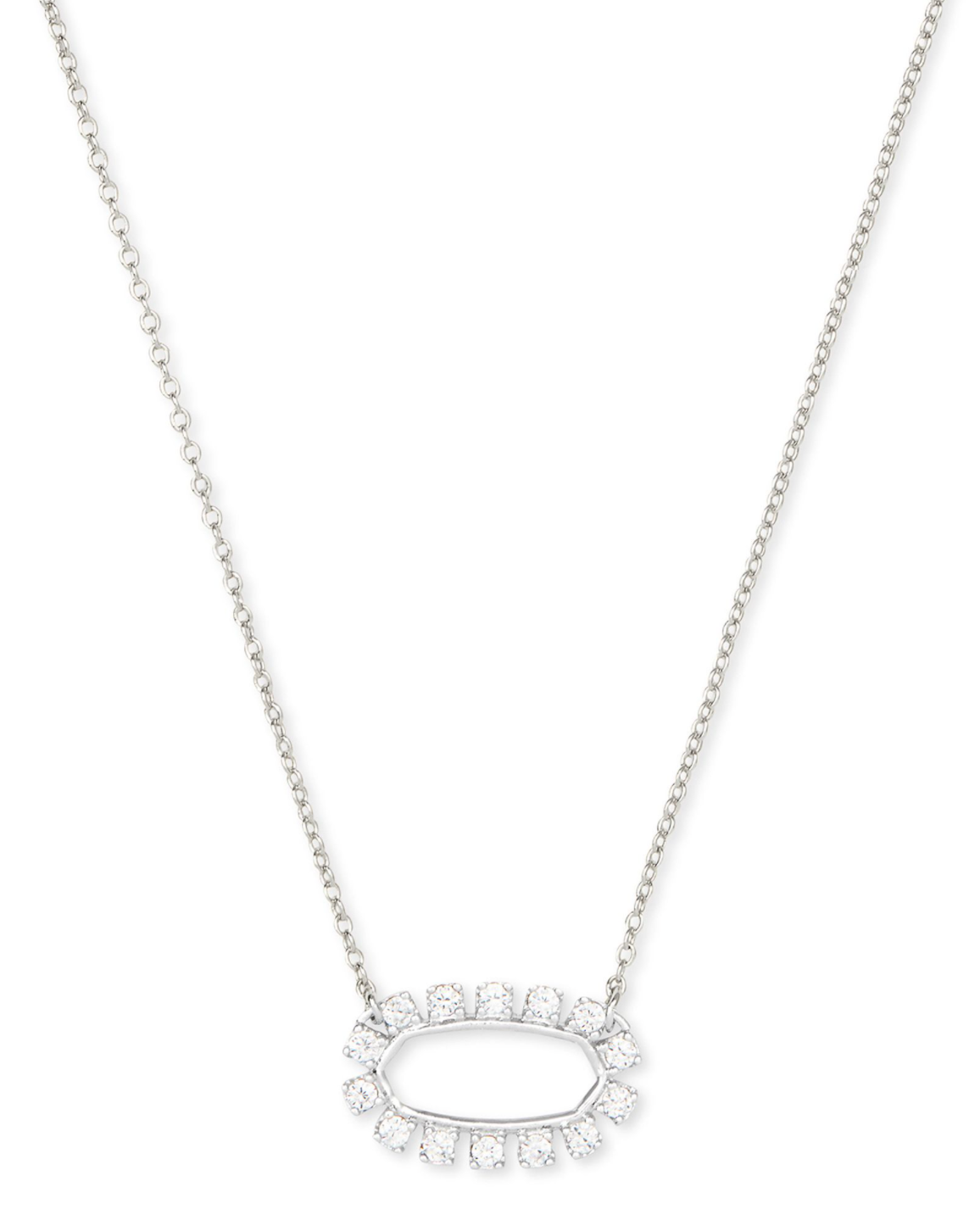 Kendra Scott Elisa Open Frame Necklace - Silver White Cubic Zirconia